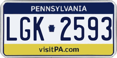PA license plate LGK2593