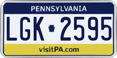 PA license plate LGK2595