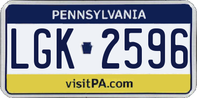 PA license plate LGK2596