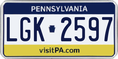 PA license plate LGK2597