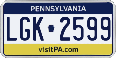 PA license plate LGK2599