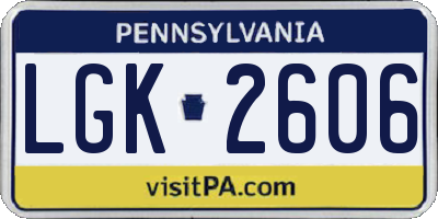 PA license plate LGK2606