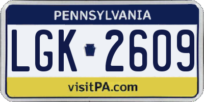 PA license plate LGK2609