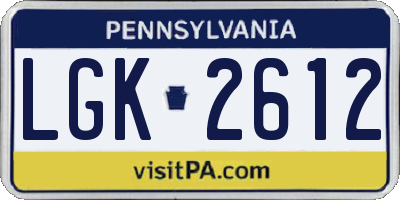 PA license plate LGK2612