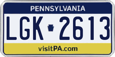 PA license plate LGK2613