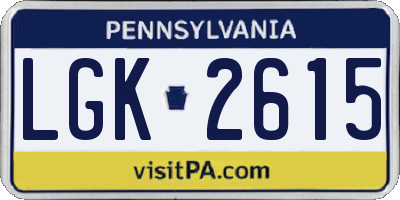 PA license plate LGK2615