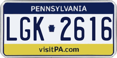 PA license plate LGK2616