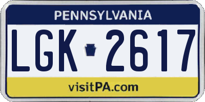 PA license plate LGK2617