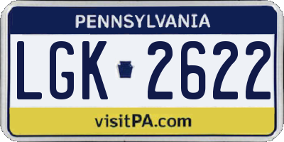 PA license plate LGK2622