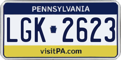 PA license plate LGK2623