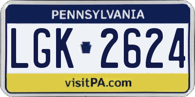 PA license plate LGK2624