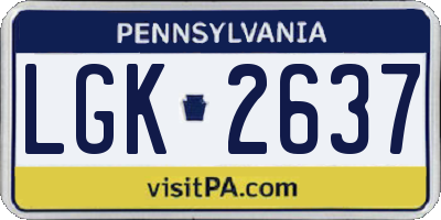 PA license plate LGK2637