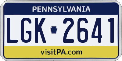 PA license plate LGK2641