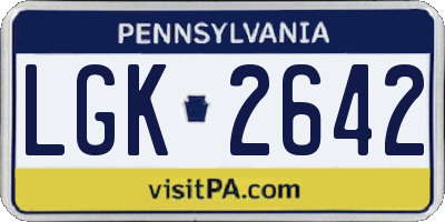 PA license plate LGK2642