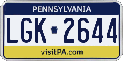 PA license plate LGK2644