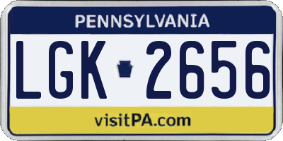 PA license plate LGK2656