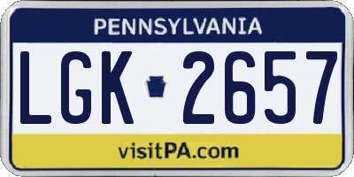 PA license plate LGK2657