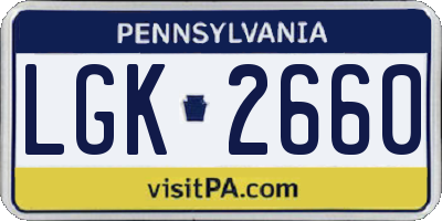 PA license plate LGK2660