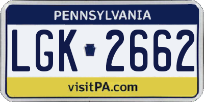 PA license plate LGK2662