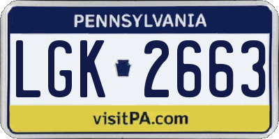 PA license plate LGK2663