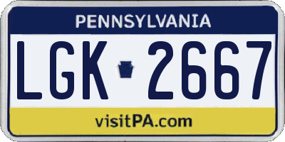 PA license plate LGK2667