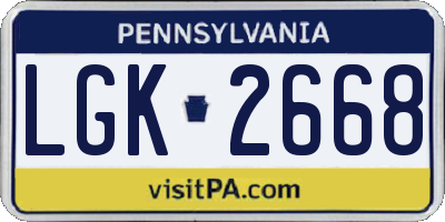 PA license plate LGK2668