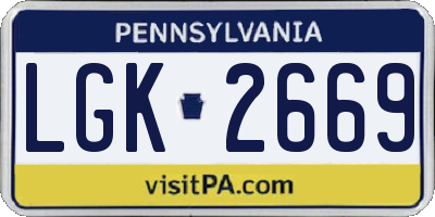 PA license plate LGK2669
