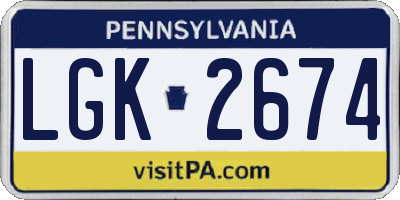 PA license plate LGK2674