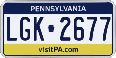 PA license plate LGK2677
