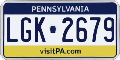 PA license plate LGK2679