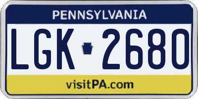 PA license plate LGK2680