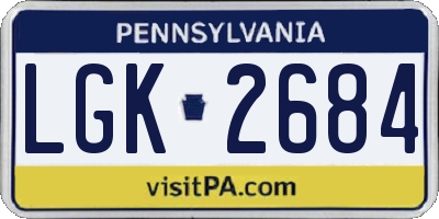 PA license plate LGK2684
