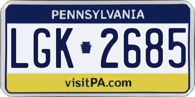 PA license plate LGK2685