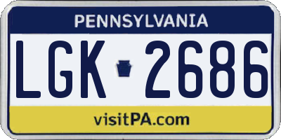 PA license plate LGK2686