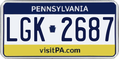 PA license plate LGK2687
