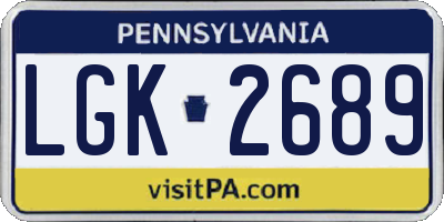 PA license plate LGK2689
