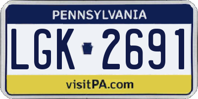 PA license plate LGK2691