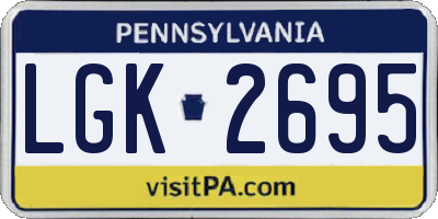PA license plate LGK2695