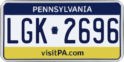 PA license plate LGK2696