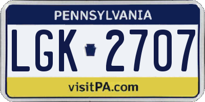 PA license plate LGK2707