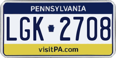 PA license plate LGK2708