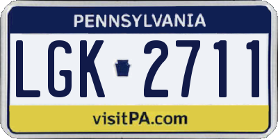 PA license plate LGK2711