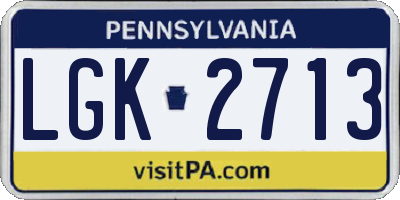 PA license plate LGK2713