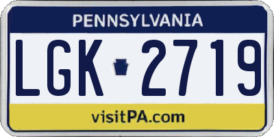 PA license plate LGK2719