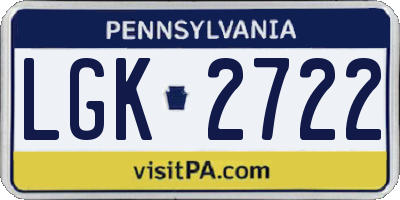 PA license plate LGK2722