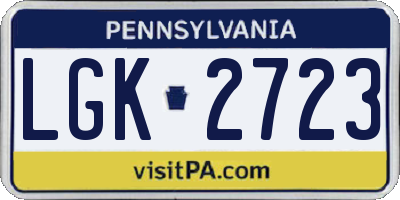 PA license plate LGK2723