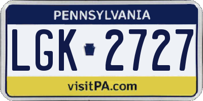 PA license plate LGK2727