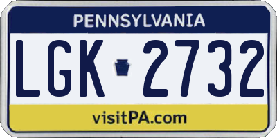 PA license plate LGK2732
