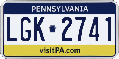 PA license plate LGK2741