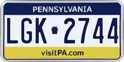 PA license plate LGK2744